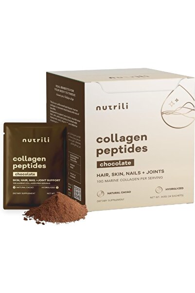 nutrili Marine Collagen Peptides Powder, Promotes Hair, Nail, Skin, , Chocolate