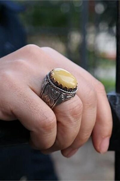 dergah tesbih Damla Kehribar Tasarımlı Gümüş Yüzük 4