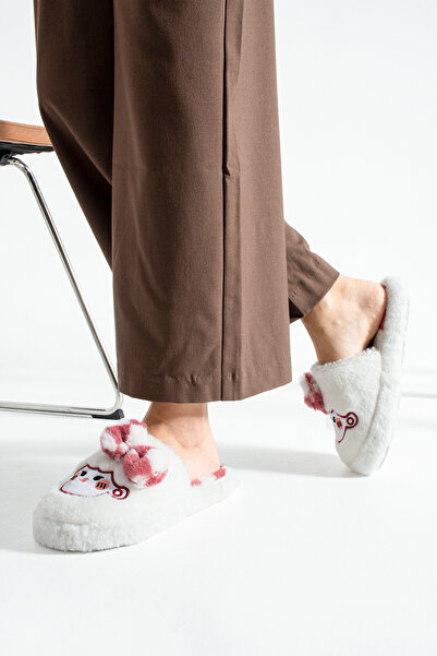 Moda Devrin Winter Women's Slippers with Cherry Bow Tie and Plush Toys