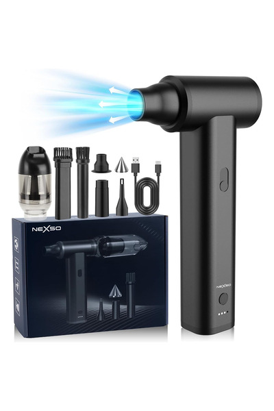 NEXSO منفاخ هواء ومكنسة كهربائية - منظف لاسلكي قابل لإعادة الشحن 7 في 1 مع سر...