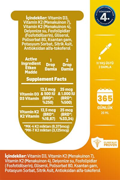 Kiperin Lipozomal D3 K2 Vitaminleri (MK4 ve MK7) & Çok Yüksek Biyoaktif (365 Günlük) | Akıllı Gıda Takviyesi