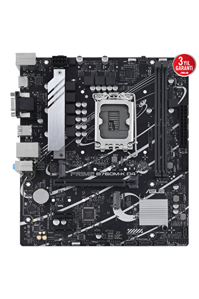 ASUS PRIME B760M-K D4 B760 DDR4 Vga GLan 2.5G mATX HD US32 M2 RGB 1700p Anakart