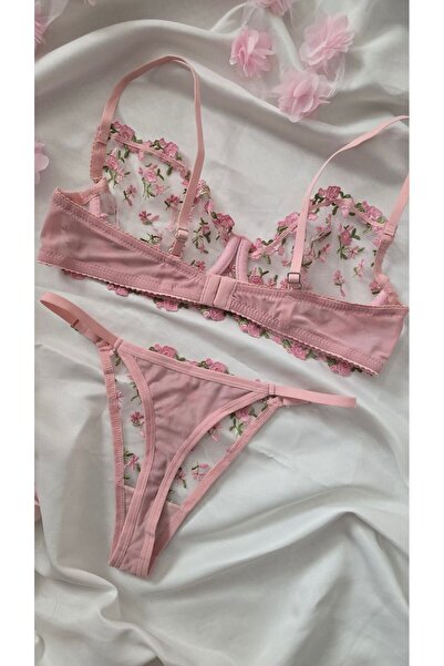 more than socks Σετ ροζ δαντέλα Bralet (Σουτιέν & στρινγκ)