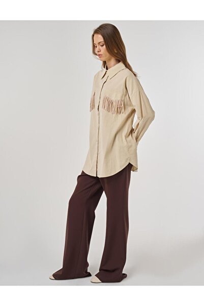 Kayra Κρέμα βελούδινης τουνίκ με λεπτομέρεια με φούντα