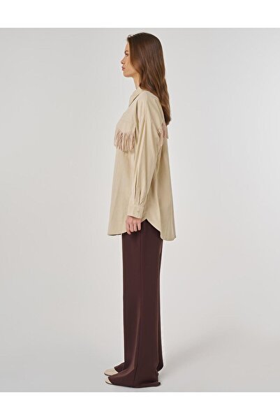 Kayra Κρέμα βελούδινης τουνίκ με λεπτομέρεια με φούντα
