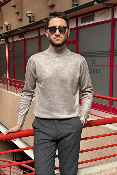 inpool Men's, Slim-Fit, Old Money, Half-Neck Knit Sweater