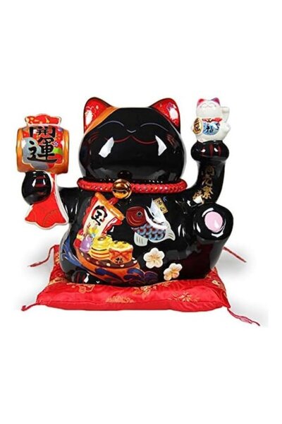 MOBI Pisică decorativă MOBI, norocoasă, multicoloră, 25x20cm