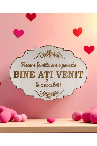 OEM Placuta personalizata din lemn "Bine ati venit" 30x20 cm, forma ovala