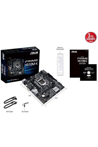 ASUS PRIME H510M-K H510 DDR4 Vga GLan mATX HDMI USB3.2 M.2 1200Pv2 Anakart