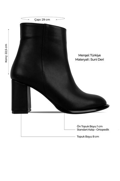 Lal Shoes & Bags Zeze Kadın Fermuarlı Topuklu Bot-siyah