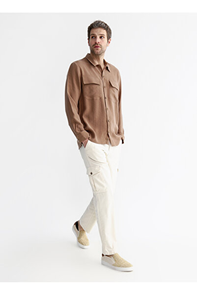 Fabrika Düşük Bel Dar Paça Bej Erkek Chino Pantolon Kalıs