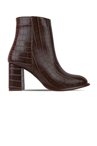 Lal Shoes & Bags Cizme cu toc pentru femei Zeze cu fermoar - maro crocodil