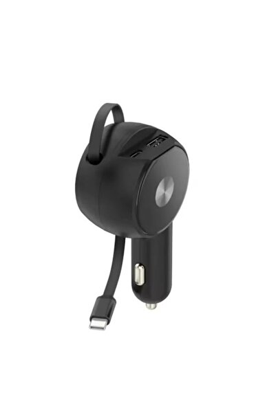 Zoli Araç Hızlı Şarj Aleti 60W Geri Çekilebilir Makaralı Type-C Kablo, Ekstra USB ve Type-C Çıkışlı