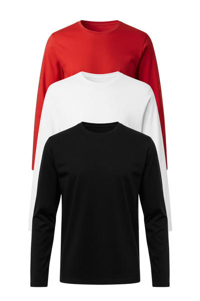 TWOO KİDS Children's Long Sleeve T-Shirt - Girls Boys Kids 3-Piece Set Basic Seasonal Suprem Long Sleeve Tshirt Badi