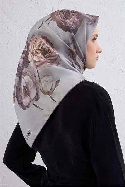 Armine Tivil Pure Silk Scarf 9419 - 03 Gray Mixed Pattern