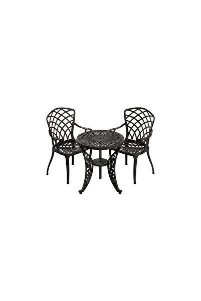 HubRom Set Mobilier Gradina HubRom, 1xMasa Rotunda(60x72), 2xScaun HITIT(43x42x50x92) Negru