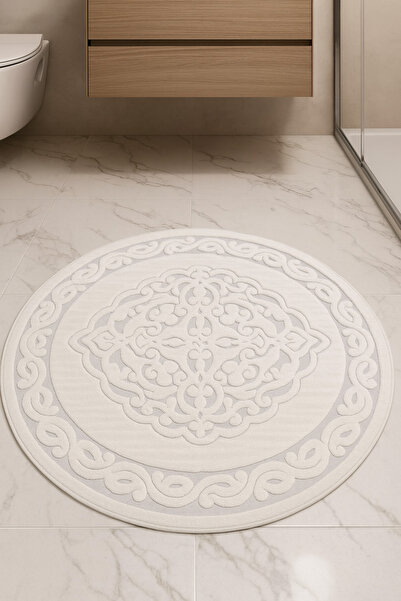 HOMEMOME Бавовняний водопоглинаючий килимок для ванної кімнати, килимок для ванної кімнати 100*100 білого кольору