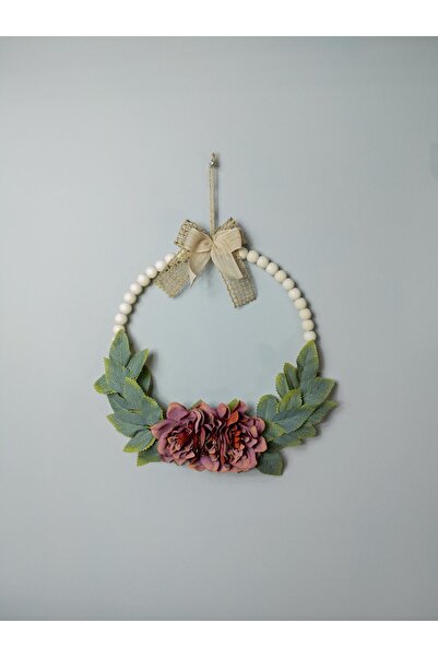 HOBİ Makrome kapı süsü ahşap boncuklu bohem 35x50cm HobiAtölyem kırmızı