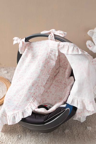 Atelier Babbi 100% Cotton Stroller Set - Toile De Jouy / Pink