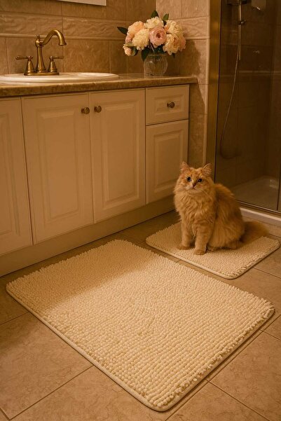 HOMEMOME Σετ μπάνιου Supersoft Spaghetti 2 τεμαχίων 60x100 & 50x60 Λευκό