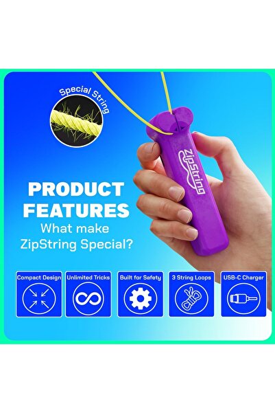 ZipString Original - Classic Rope Launcher Toy, Vivacious Violet