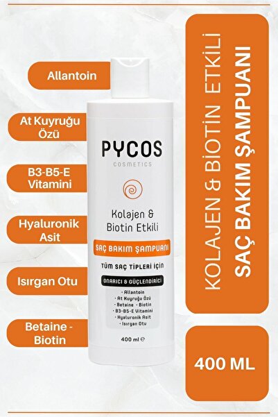 PYCOS COSMETICS Pycos Saç Dökülme Karşıtı, Hızlı Saç Uzatan Bakım Şampuanı 400ml -sülfat-tuz Içermez