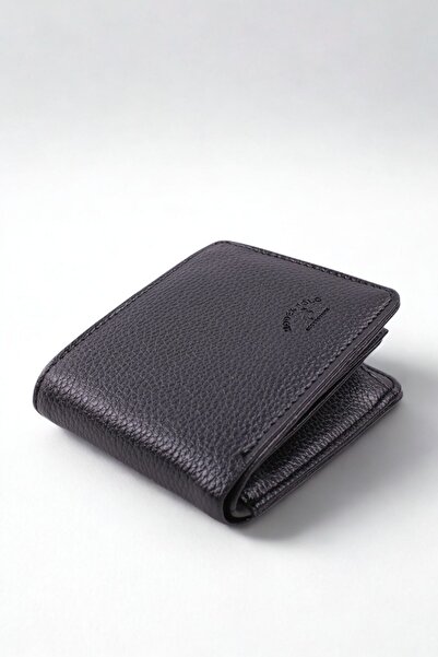 GALB LEATHER Black Color Soft Leather Men's Wallet with Coin Compartment 11 X 9 cm