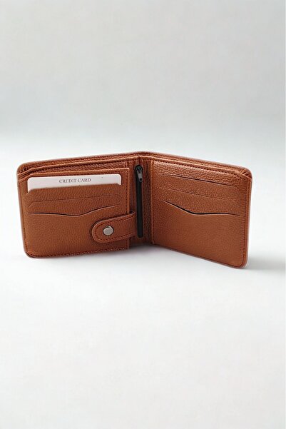 GALB LEATHER Tan Color Soft Leather Men's Wallet with Coin Compartment 11 X 9 cm