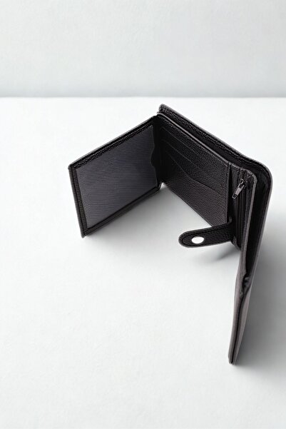 GALB LEATHER Black Color Soft Leather Men's Wallet with Coin Compartment 11 X 9 cm