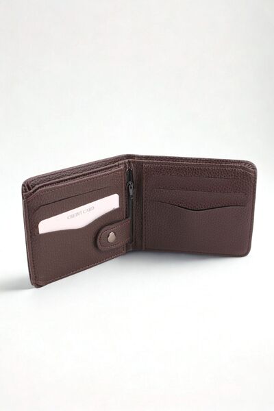 GALB LEATHER Soft Leather Men's Wallet with Brown Coin Compartment 11 X 9 cm