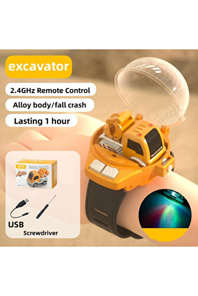 LEBLOU Watch bracelet Excavator toy made of aluminum controllable by remote control battery in excavator