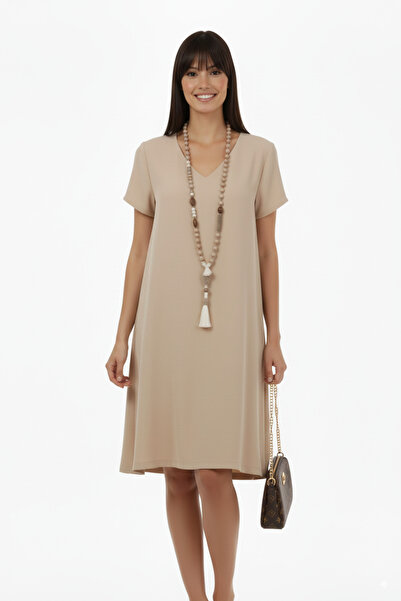 Barato Rochie premium din in, marime mare, cu detaliu de buzunar