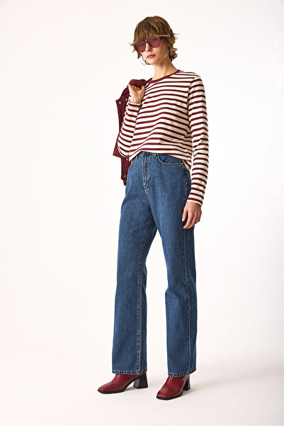 VENA Wanda Dark Blue Wide Leg Jean Pants-Dark Blue