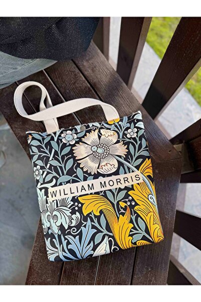 pamukcanta William Morris Kanvas Bez Çanta Yıkanabilir Metal Çıtçıtlı 35x38cm (KÜÇÜK BOY)