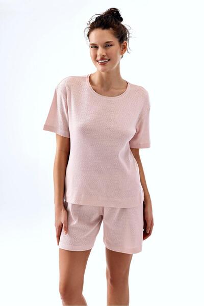 Brix Set de pijamale din bumbac pentru femei, culoare roz pudra