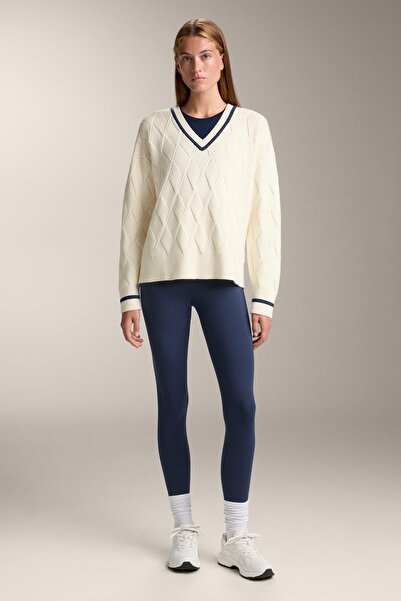 Oysho V-neck knit jumper with diamond effect