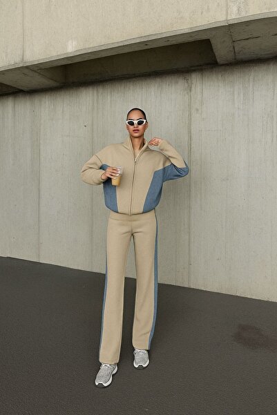 Ferte طقم بدلة رياضية نسائية كبيرة الحجم بسحاب، طقم بدلة رياضية بتفاصيل من ال...