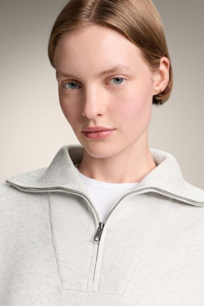 Oysho Yarım fermuarlı rib triko kazak