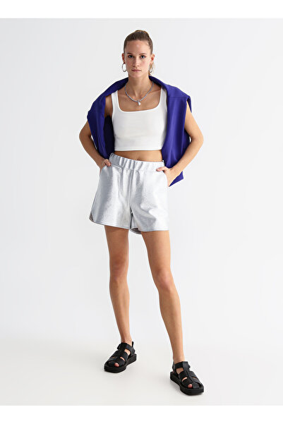 Black On Black Lastikli Bel Loose Fit Gri Kadın Şort K-ferlos