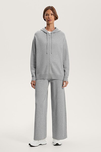 Oysho Long knit jacket with hood