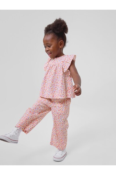 GAP Kız Bebek Çok Renkli Keten Karışımlı Fırfır Kol Bluz