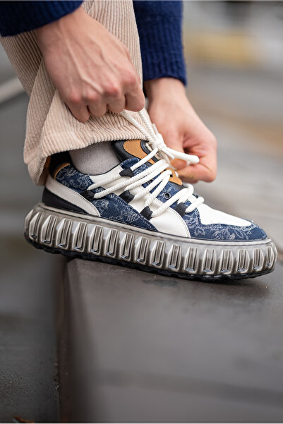 Guja Desenli Deri Yüksek Taban Erkek Sneaker