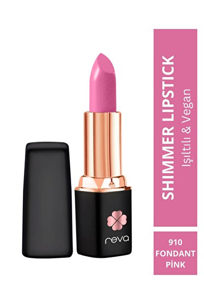 REVA Shimmer Lipstick Fondant Pink - Işıltı Ruj - 4 gr - No: 910 - Vegan & Temiz İçerik