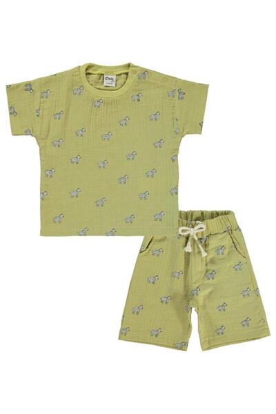 Civil Baby Zebra Baskılı 6-18 Ay Takım - Yeşil 9-12 Ay