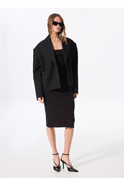 Fabrika Siyah Kadın Kare Yaka Basic Elbise MARSE