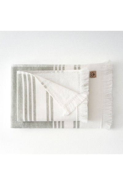 Ecocotton Erva 3-Piece Towel Set - 100% Organic Cotton, Linen Melange, Khaki