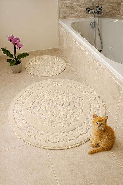 HOMEMOME Round Bathroom Set 100X100 & 60X60 Cream