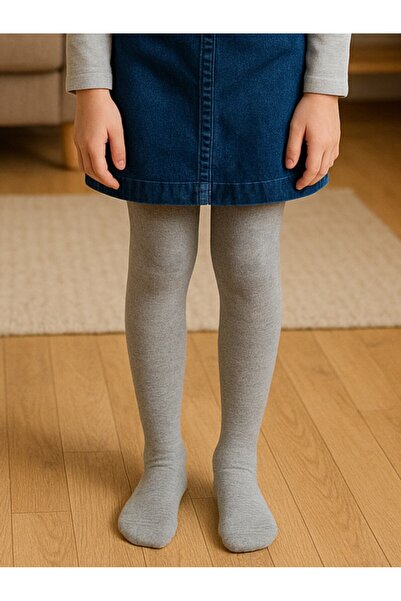 Civil Girls Plain Patterned 3-11 Years Old Children's Girls' Pantyhose - Gray 5-6 Years Old