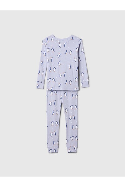 GAP Bebek Açık Mavi %100 Organik Pamuk Penguin Pijama Seti