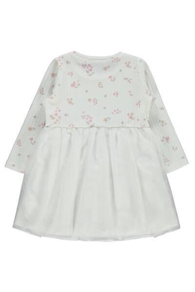 Civil Girls Mini Yapraklı Çiçek Emp. 2-5 Yaş Elbise - Ekru 4-5 Yaş